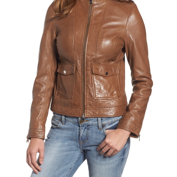 Lamarque Patch Pocket Leather Biker Jacket size S - Picture 4 of 8